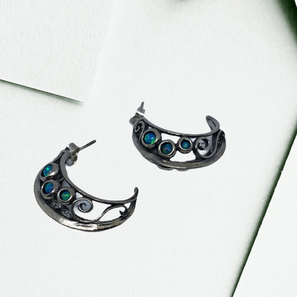 Silver earrings 925, new with blue stones - Picture 1 of 7